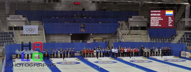 Ladies Teams, competing in the Tie-break games, European Curling Championship 2006, Basel, Switzerland, Indoor, Curling, Sport, img22088-22091_cutout.jpg