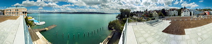 Panorama of Seestrasse, Thalwil, Switzerland, 360° Panorama from the rooftop. On rare occasions the lake turns emerald., water transportation, watercraft, rowboat, sports & recreation, water sports