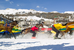 Horse Race, Horse races on snow, Pferderennen auf Schnee, Races, Skijöring-Trophy 2700 m, The European Snow Meeting, White Turf, whiteturf, Grand Prix Credit Suisse