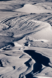 Snowdrift formations, Windblown snow drifts created icy waves. Abstract Formation, Engadin, Graubünden, Segl Baselgia, Sils/Segl Baselgia, Snow, Switzerland, Waves of Ice, Winter
