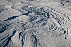 Snowdrift formations, Windblown snow drifts created icy waves. Abstract Formation, Engadin, Graubünden, Snow, Switzerland, Waves of Ice, Winter