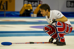 Curling, Sport, World Men's Chamionship, France vs. Norway, Score 6 : 9, Team France: Thomas Dufour (Skip), Tony Angiboust, Lionel Roux, Wilfrid Coulot, Jeremy Farier.
Team Norway: Ulsrud Thomas, Nergaard Torger, Svae Christoffer, Petersson Haavard Vad, Loevold Thomas.