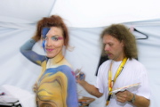 Model mit Artist Olaf Haugk, Swiss Bodypainting Day 2006, Hotel Seeburg, Luzern, Switzerland