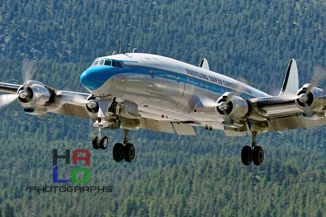 Engiadina Classics 2008, Airplane: Super-Constellation. Howard Hughes the designer of Super-Connie decided to apply 3 tailwings for this airplane to fit into the hangars of its client TWA - Trans World Airlines., Airport,Samedan, SWITZERLAND, private, aircraft, airshow, img81992.jpg