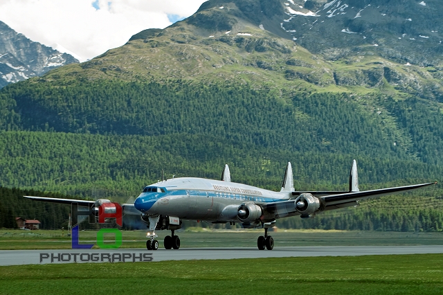 Engiadina Classics 2008, Airplane: Super-Constellation. Howard Hughes the designer of Super-Connie decided to apply 3 tailwings for this airplane to fit into the hangars of its client TWA - Trans World Airlines., Airport,Samedan, SWITZERLAND, private, aircraft, airshow, img82434-1.jpg