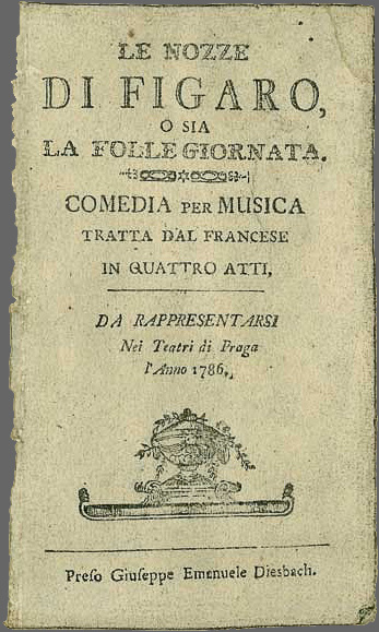 Libretto von W. A. Mozart: Le Nozze di Figaro, Prag 1786