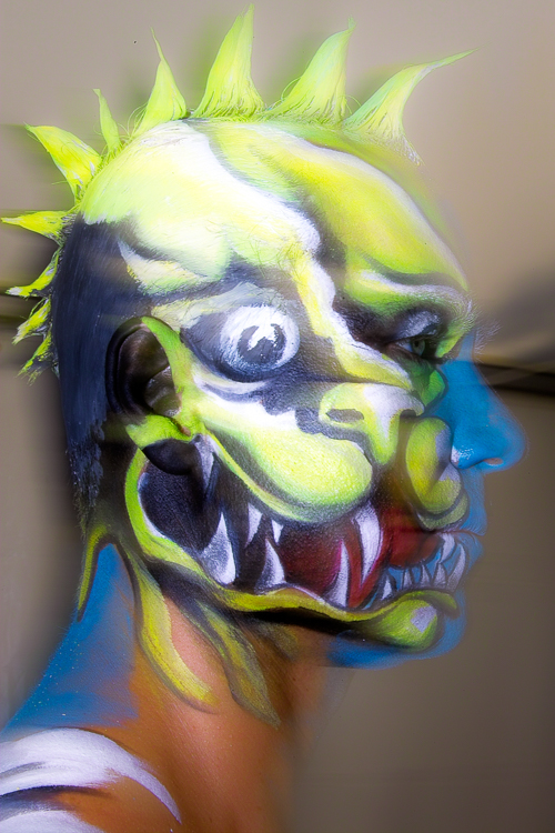 Art, Aufführung, Bodypainting, Color, Colors, Colour, Colours, Contest, Event, Farbe, Festival, Kunst, Körperbemalung, Körpermalerei, Modelle, Models, Model, Performance, Schminkkunst, Stage, Veranstaltung, Vorführung, WEB, Wettbewerb, Faceshot of Gabi von der Linnepe's model