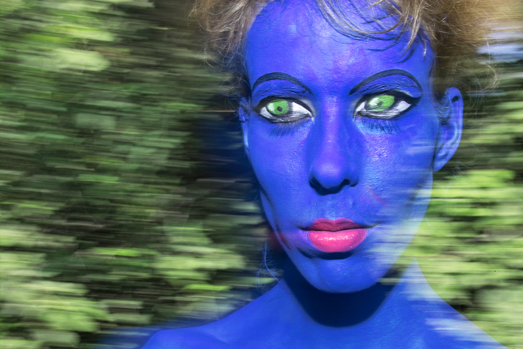 Art, Aufführung, Bodypainting, Color, Colors, Colour, Colours, Contest, Event, Farbe, Festival, IndexPageImage, Kunst, Körperbemalung, Körpermalerei, Modelle, Models, Model, Performance, Schminkkunst, Stage, Veranstaltung, Vorführung, WEB, Wettbewerb, Flash study and faceshot of Einat Dan's model with closed eyes
