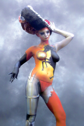 Art, Aufführung, Bodypainting, Color, Colors, Colour, Colours, Contest, Event, Farbe, Festival, Kunst, Körperbemalung, Körpermalerei, Modelle, Models, Model, Performance, Schminkkunst, Stage, Veranstaltung, Vorführung, WEB, Wettbewerb, Ilze Merpole's model 'Ferrari' giving a great presentation