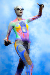 Art, Aufführung, Bodypainting, Color, Colors, Colour, Colours, Contest, Event, Farbe, Festival, Kunst, Körperbemalung, Körpermalerei, Modelle, Models, Model, Performance, Schminkkunst, Stage, Veranstaltung, Vorführung, WEB, Wettbewerb, Another great presentation of model Mott Leonino painted by Choi Scooter