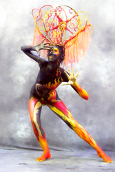 Art, Aufführung, Bodypainting, Color, Colors, Colour, Colours, Contest, Event, Farbe, Festival, Kunst, Körperbemalung, Körpermalerei, Modelle, Models, Model, Performance, Schminkkunst, Stage, Veranstaltung, Vorführung, WEB, Wettbewerb, Model Valentina presenting Jelena Velicko's great art work