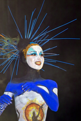 Art, Aufführung, Bodypainting, Color, Colors, Colour, Colours, Contest, Event, Farbe, Festival, Kunst, Körperbemalung, Körpermalerei, Modelle, Models, Model, Performance, Schminkkunst, Stage, Veranstaltung, Vorführung, WEB, Wettbewerb, Stage presentation of Maurizio Luchetti's model