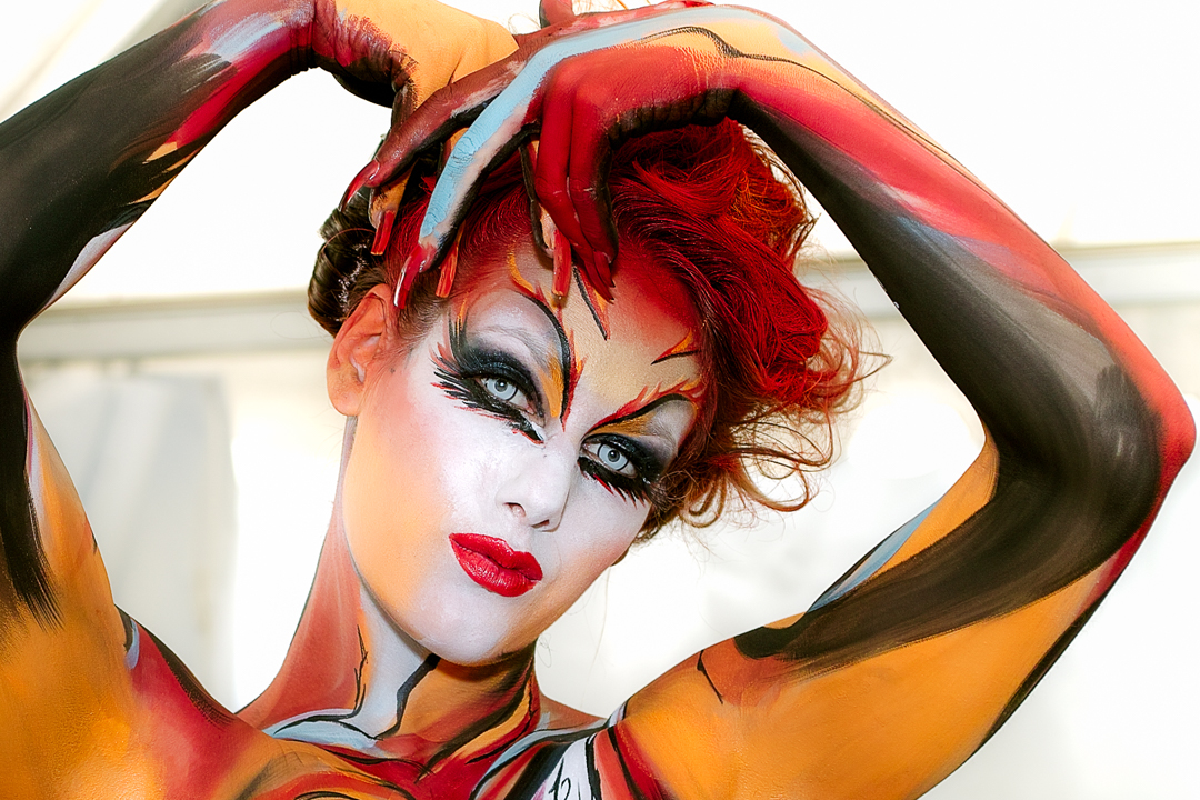 2007, Body Art, Bodypainting, Chaos versus Control, Festival, Jahr, Jahreszeit, Menschen und Aktivitäten, Sommer, Veranstaltung, WBF 2007,  The foxiest fox, Artist: Mieke Van Gompel.