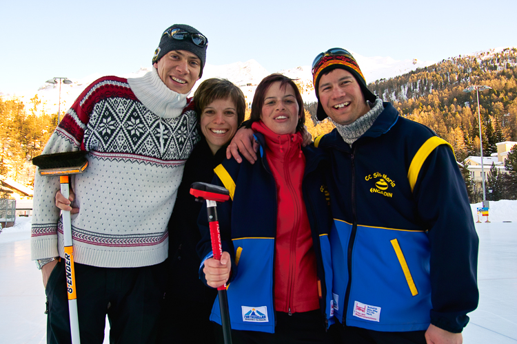 Curling, Openair, Andri Wallnöfer, Corinna Wanzenried, Karin Ming und Enrico Ming; Team Sils Juniors