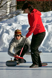 Curling, Openair, Geschwister Enrico und Karin Ming; Team Sils Juniors