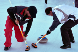 Curling, Openair, Giandaplatta, Fadri und Peter Pedrun; Team Sils Saluver