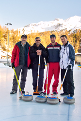 Curling, Openair, Gebrüder Padrun; Jürg, Andrea, Fadri und Jürg; Team Sils Saluver