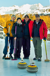 Curling, Openair, Hans-Peter van der Reijst, Celina & Filip Niggli und Bruno Meuli; Team Sils Niggli