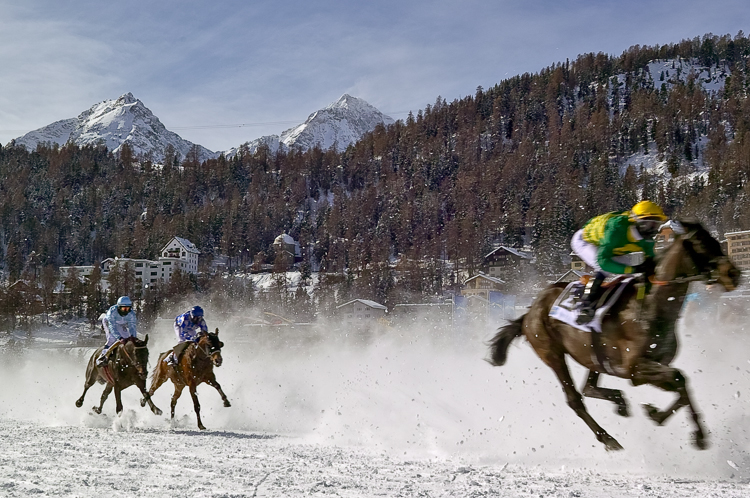 Flachrennen 2000 m, Horse Race, Horse races on snow, Pferderennen auf Schnee, Races, The European Snow Meeting, White Turf, whiteturf, 71. Grand Prix St. Moritz, Wassiljew #10, Vaclav Janacek - First Time #14, Toni Castanheira - Song of Victory #2, Miguel Lopez