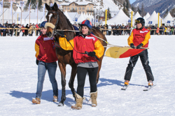 Horse Race, Horse races on snow, Pferderennen auf Schnee, Races, Skijöring-Trophy 2700 m, The European Snow Meeting, White Turf, whiteturf, Grand Prix Credit Suisse, Baileys Best, Stall Chevalex, Jakob Broger