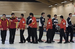 Semi-Final Men China-Switzerland, CHN-SUI/3-4, Team-China, Harbin CC: Yansong Ji, Ji Hui Huang, Dexin Ba, Wenli Guo, Yujun Han, Team-Switzerland: Peter de Cruz, Benoît Schwarz, Roger Gulka, Valetin Tanner, Dominik Märki