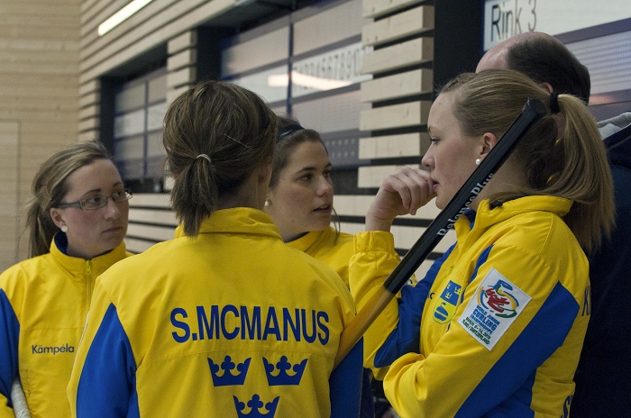 Semi-Final Women USA-Sweden, USA-SWE/1-6, Team-Sweden, CK Granit-Gävle: Anna Hasselborg, Jonna McManus, Agnes Knochenhauer, Anna Huhta, Sara McManus