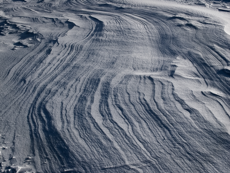 Snowdrift Formations, Wind sculpted snow fields. Abstract Formation, Engadin, Golfcourse, Graubünden, Sils / Segl, Sils/Segl Baselgia, Snow, Switzerland, Waves of Ice, Winter