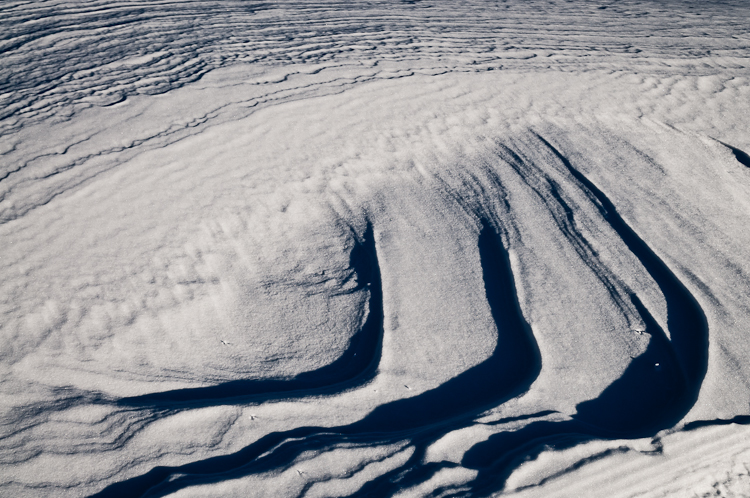 Snowdrift formations, Wind sculpted snow fields. Abstract Formation, Engadin, Graubünden, Segl Baselgia, Sils/Segl Baselgia, Snow, Switzerland, Waves of Ice, Winter