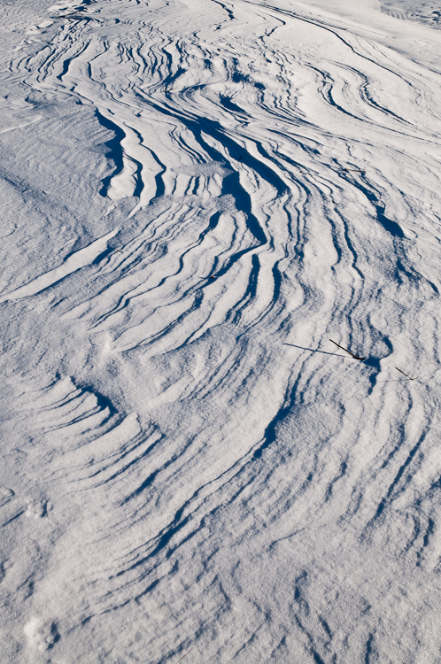 Snowdrift formations, Windblown snow drifts created icy waves. Abstract Formation, Engadin, Graubünden, Snow, Switzerland, Waves of Ice, Winter