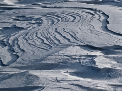 Snowdrift Formations, Wind sculpted snow fields. Abstract Formation, Engadin, Golfcourse, Graubünden, Sils / Segl, Sils/Segl Baselgia, Snow, Switzerland, Waves of Ice, Winter