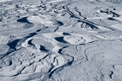 Snowdrift Formations, Wind sculpted snow fields. Abstract Formation, Engadin, Graubünden, Sils / Segl, Sils/Segl Baselgia, Snow, Switzerland, Waves of Ice, Winter