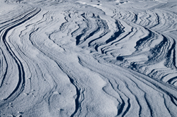 Snowdrift Formations, Wind sculpted snow fields. Abstract Formation, Engadin, Graubünden, Sils / Segl, Sils/Segl Baselgia, Snow, Switzerland, Waves of Ice, Winter