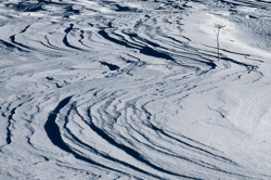 Snowdrift Formations, Wind sculpted snow fields. Abstract Formation, Engadin, Graubünden, Sils / Segl, Sils/Segl Baselgia, Snow, Switzerland, Waves of Ice, Winter