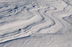 Snowdrift formations, Windblown snow drifts created icy waves. Abstract Formation, Engadin, Graubünden, Snow, Switzerland, Waves of Ice, Winter