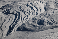 , Windblown snow drifts created icy waves. Abstract Formation, Engadin, Graubünden, Snow, Switzerland, Waves of Ice, Winter