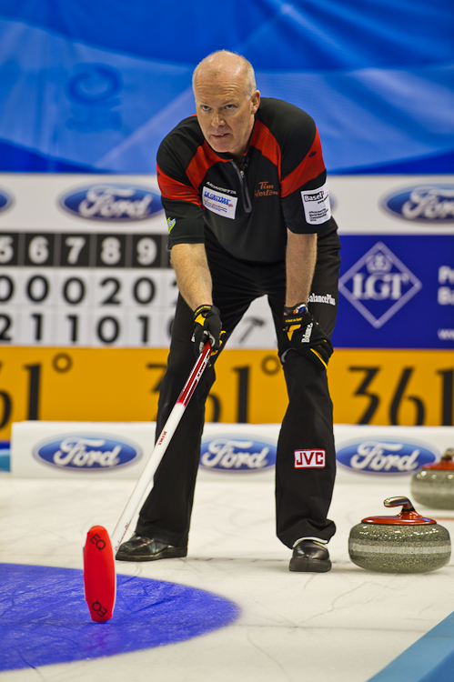 Canada vs. New Zealand, Score 7 : 9, Team Canada: Howard Glen, Middaugh Wayne, Laing Brent, Savill Craig, Howard Scott.
Team New Zealand: de Boer Peter, Becker Sean, Becker Scott, Thomson Kenny, Dowling Philip. Curling, Sport, World Men's Chamionship