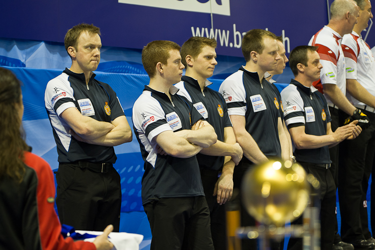 Silver Medal only for Scotland, Brewster Tom, Drummond Greg, Andrews Scott, Goodfellow Michael, Edwards David. Curling, Sport, World Men's Chamionship