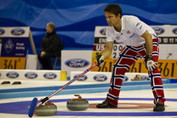 Curling, Sport, World Men's Chamionship, France vs. Norway, Score 6 : 9, Team France: Thomas Dufour (Skip), Tony Angiboust, Lionel Roux, Wilfrid Coulot, Jeremy Farier.
Team Norway: Ulsrud Thomas, Nergaard Torger, Svae Christoffer, Petersson Haavard Vad, Loevold Thomas.