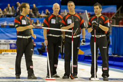 Curling, Sport, World Men's Chamionship, Canada vs. New Zealand, Score 7 : 9, Team Canada: Howard Glen, Middaugh Wayne, Laing Brent, Savill Craig, Howard Scott.
Team New Zealand: de Boer Peter, Becker Sean, Becker Scott, Thomson Kenny, Dowling Philip.