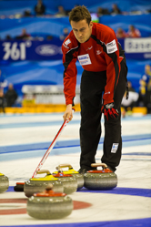 Curling, Sport, World Men's Chamionship, Switzerland vs. France, Score 10 : 6, Jan Hauser, Toni Müller, Marco Ramstein, Benoît Schwarz.
Thomas Dufour (Skip), Tony Angiboust, Lionel Roux, Wilfrid Coulot, Jeremy Farier.