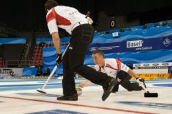 Curling, Sport, World Men's Chamionship, Scotland vs. Canda, Scroe 7 : 8, Team Scotland: Brewster Tom, Drummond Greg, Andrews Scott, Goodfellow Michael, Edwards David.
Team Canada: Howard Glen, Middaugh Wayne, Laing Brent, Savill Craig, Howard Scott.