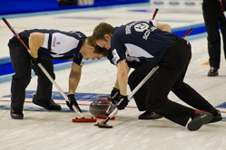 Curling, Sport, World Men's Chamionship, Scotland vs. Canda, Scroe 7 : 8, Team Scotland: Brewster Tom, Drummond Greg, Andrews Scott, Goodfellow Michael, Edwards David.
Team Canada: Howard Glen, Middaugh Wayne, Laing Brent, Savill Craig, Howard Scott.