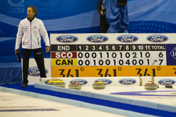 Curling, Sport, World Men's Chamionship, Scotland vs. Canda, Scroe 7 : 8, Team Scotland: Brewster Tom, Drummond Greg, Andrews Scott, Goodfellow Michael, Edwards David.
Team Canada: Howard Glen, Middaugh Wayne, Laing Brent, Savill Craig, Howard Scott.