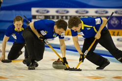 Curling, Sport, World Men's Chamionship, Sweden vs Scotland, Score 6 : 7, Team Sweden: Kraupp Sepbastian, Lindberg Frederik, Eriksson Oskar, Kjaell Viktor, Edin Niklas.
Team Scotland: Brewster Tom, Drummond Greg, Andrews Scott, Goodfellow Michael, Edwards David.