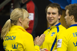 Curling, Sport, World Men's Chamionship, Norway vs. Sweden, Score 8 : 9, Team Norway: Ulsrud Thomas, Nergaard Torger, Svae Christoffer, Petersson Haavard Vad, Loevold Thomas.
Team Sweden: Kraupp Sepbastian, Lindberg Frederik, Eriksson Oskar, Kjaell Viktor, Edin Niklas.