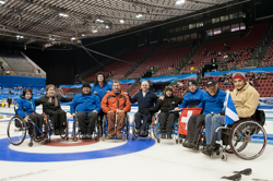 Curling, Sport, World Men's Chamionship, Wheelchair Curling, Friendship game between the teams from Scotland and Switzerland