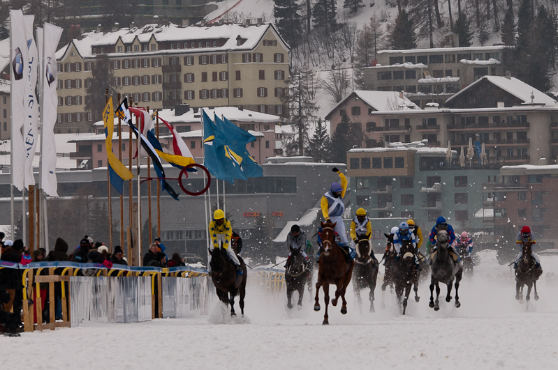 Gübelin 73. Grosser Preis von St. Moritz, Sieger, Winner - Pferd: Schützenjunker / Jockey: Daniele Porcu / Owner: Philipp Schärer Graubünden, Horse Race, Snow, Sport, St. Moritz, Switzerland, White Turf, Winter