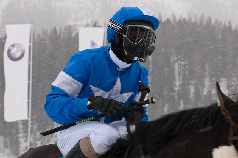 Grand Prix Gunter Sachs Memorial Race, Pferd: Sentimento / Jockey: Miguel Lopez / Owner: John David Hillis Graubünden, Horse Race, Snow, Sport, St. Moritz, Switzerland, White Turf, Winter