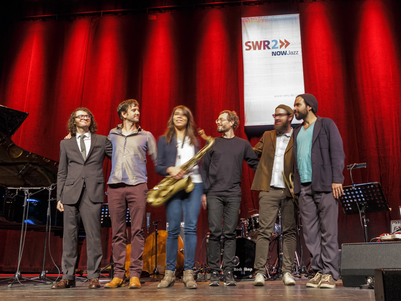 SWR NEWJazz Meeting 2014, im.pro.vise: Jacob Sacks, Klavier / Joe Martin, Bass / RJ Miller, Schlagzeug / 
Jakob Bro, elektrische Gitarre / Kirk Knuffke, Kornett / Melissa Aldana, Tenorsaxofon