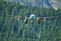 Engiadina Classics 2008, Airplane: Super-Constellation. Howard Hughes the designer of Super-Connie decided to apply 3 tailwings for this airplane to fit into the hangars of its client TWA - Trans World Airlines., private, aircraft, airshow, Airport, Samedan, SWITZERLAND